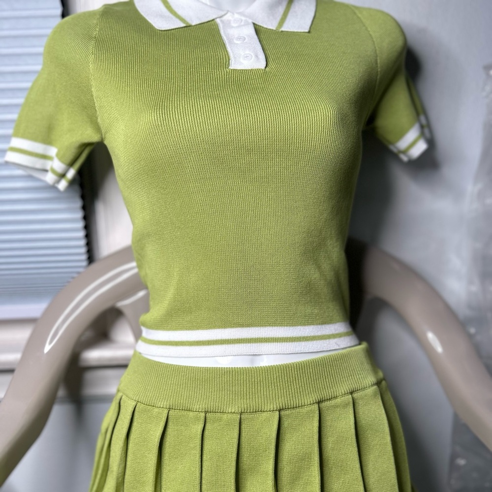 Daisy Sage and White Polo Top